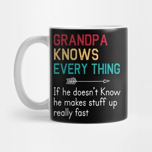 Grandpa Knows Everything If He Doesn't Know He Makes Stuff Up Really Fast Happy Father Parent Day Mug